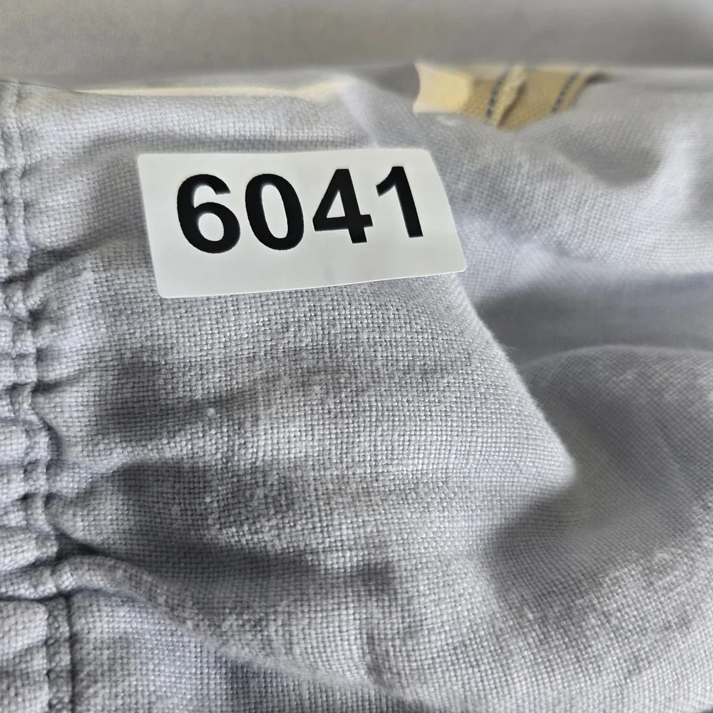 Caribbean Mens 100% Linen Pants 40x32 Light Blue‎ Grey Elastic Waist Drawstring